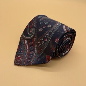 Men's Necktie Navy Dark Blue Paisley Extra Long Size 61"‎